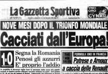 REMEMBER ROMÂNIA-ITALIA ’83 / PRIMA PAGINĂ DIN GAZZETTA: ”SPUNEM ADIO!”